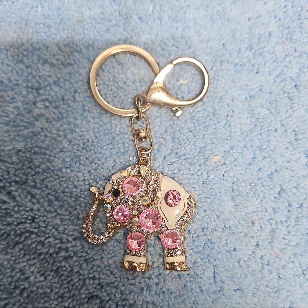 ELEPHANT RHINESTONE KEYCHAIN PURSE CLIP